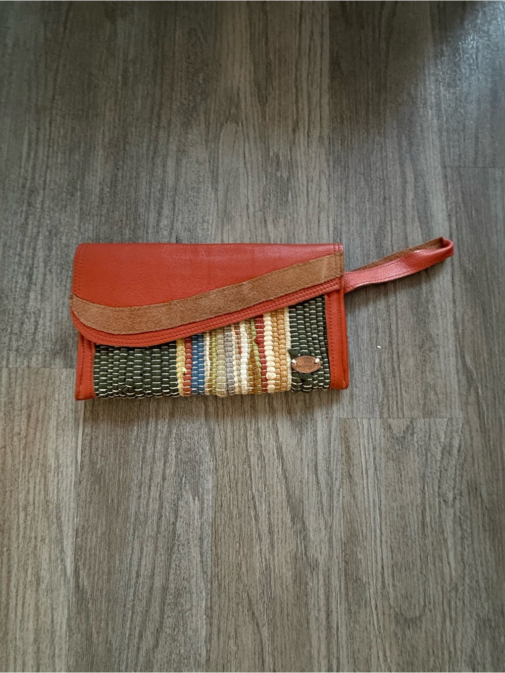 Native Honey Woven Accent Orange Wristlet Clutch